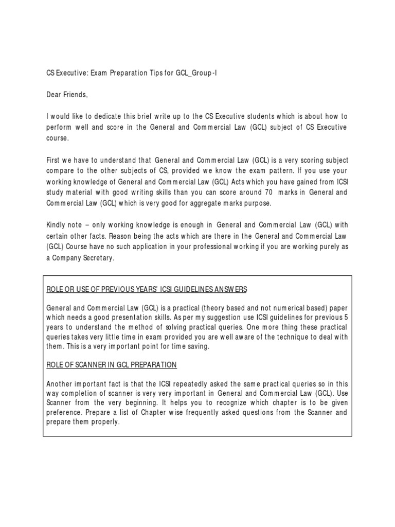 cs executive gcl notes
